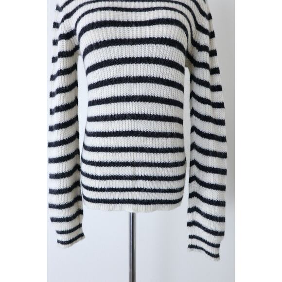 IRO Size S Seely Alpaca Wool Knit Turtle Neck Sweater Black White Stripes - Picture 4 of 15